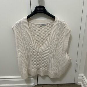 Babaton V-Neck Wool Vest in Cream